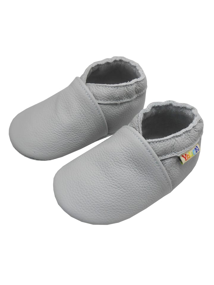 Yalion Leder-Krabbelschuhe in Hellgrau günstig kaufen