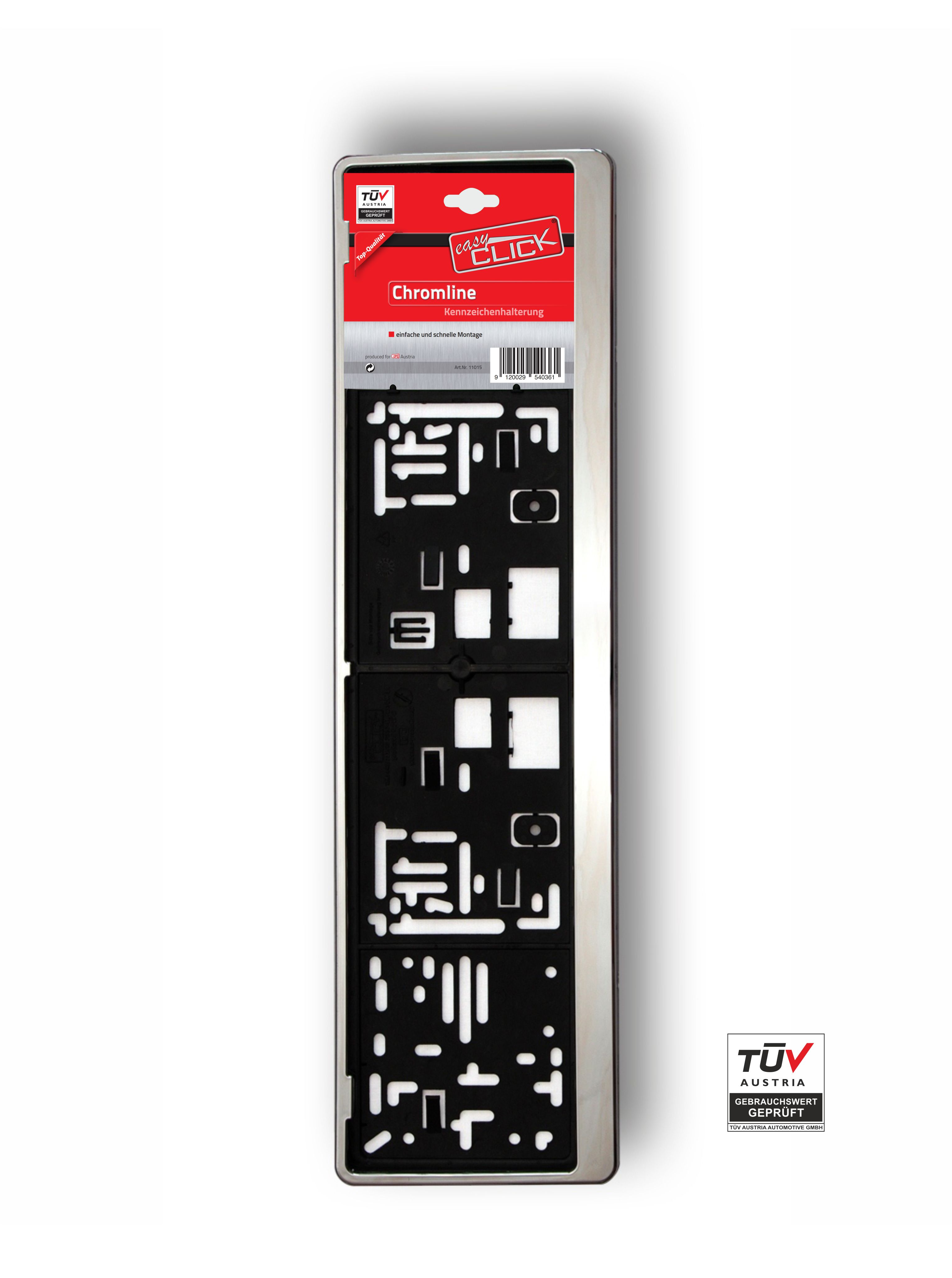 Kennzeichenhalter EASY CLICK Auto 1-zeilig "Chromline" - ATU