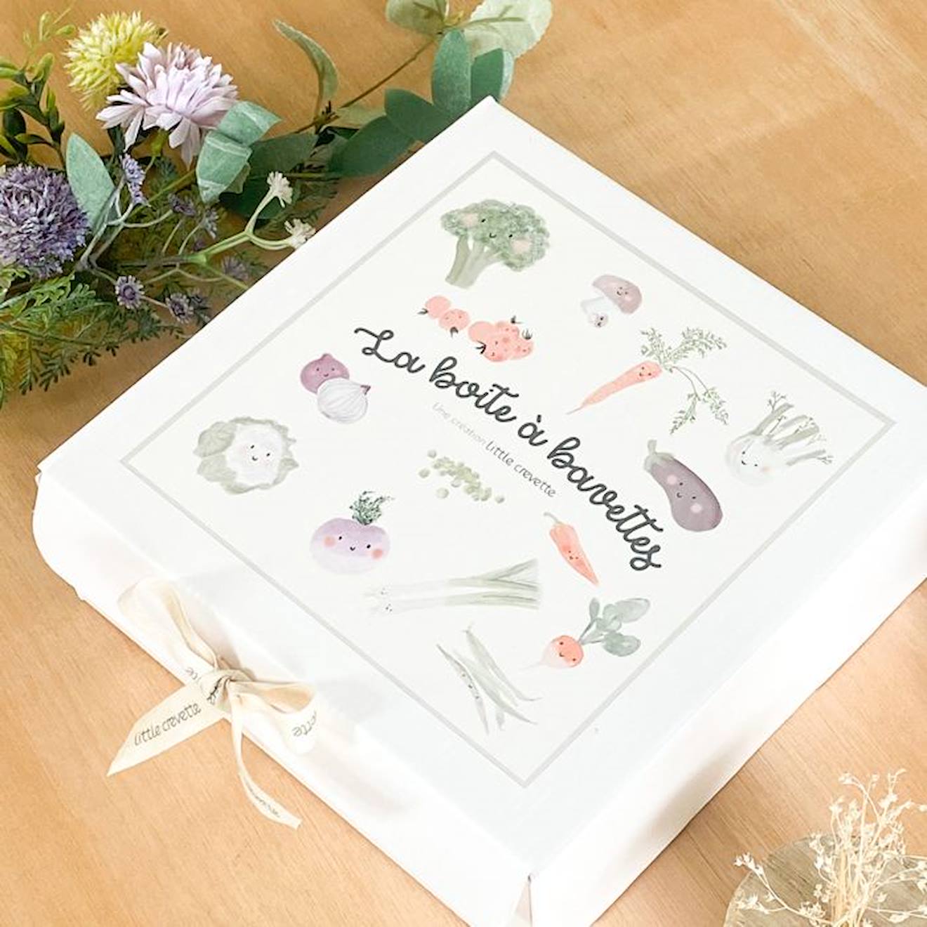 Coffret cadeau bavoir élastiqué Pique-Nique beige