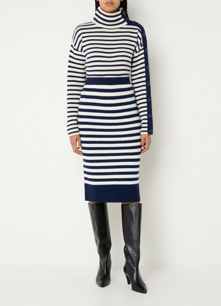 Gonna a tubino midi a righe in lana fine Claudie Pierlot