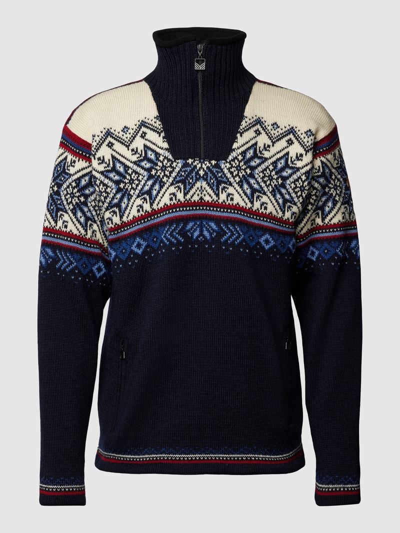 Strickpullover mit Stehkragen Modell 'Vail' in marineblau