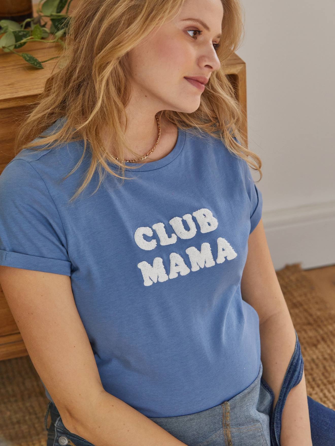 Vertbaudet Bio-Kollektion: T-Shirt für Schwangerschaft & Stillzeit CLUB MAMA, personalisierbar - senfgelb