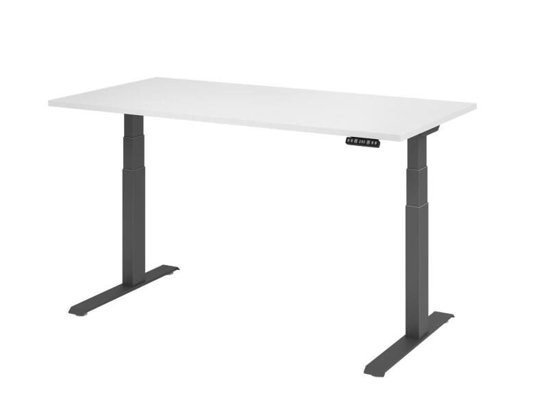 Hammerbacher Sitz-Stehschreibtisch VXDKB16/W/G Weiß 1600 x 800 mm
