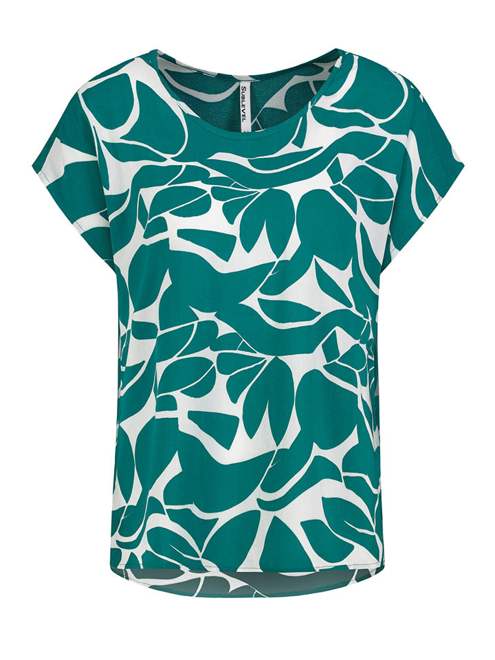 Sublevel Bluse in Türkis/ Weiß günstig kaufen