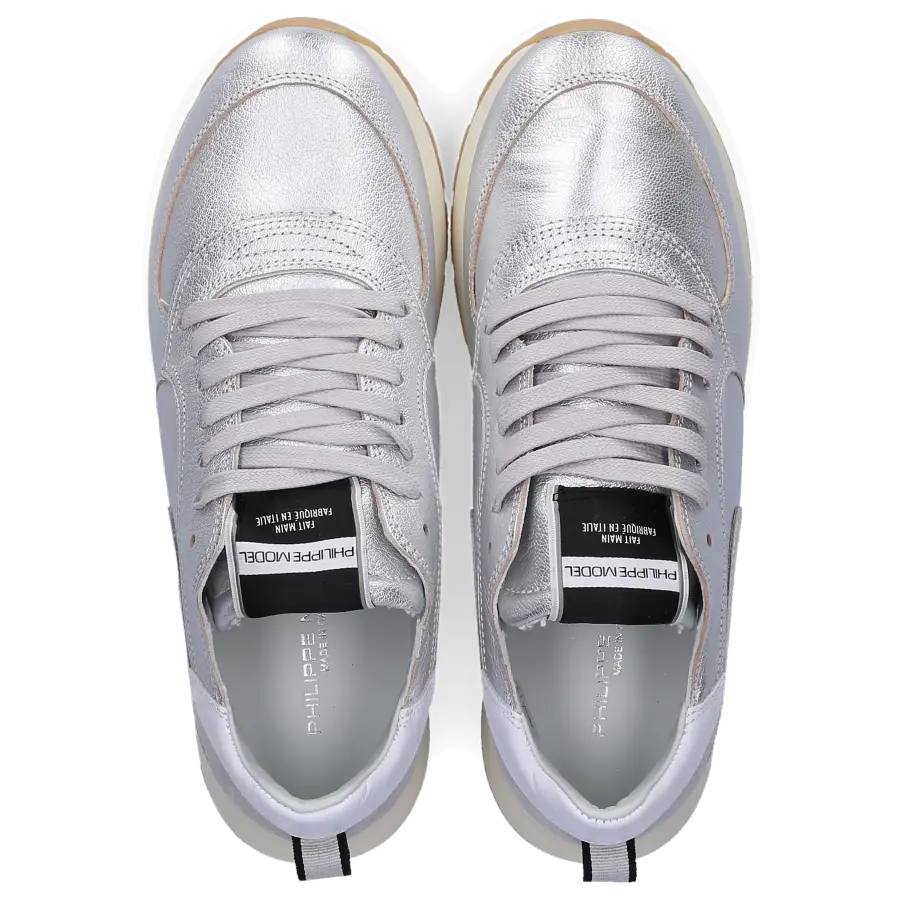 Philippe Model - Sneaker low MONTECARLO Kalbsleder Logo silber - grau