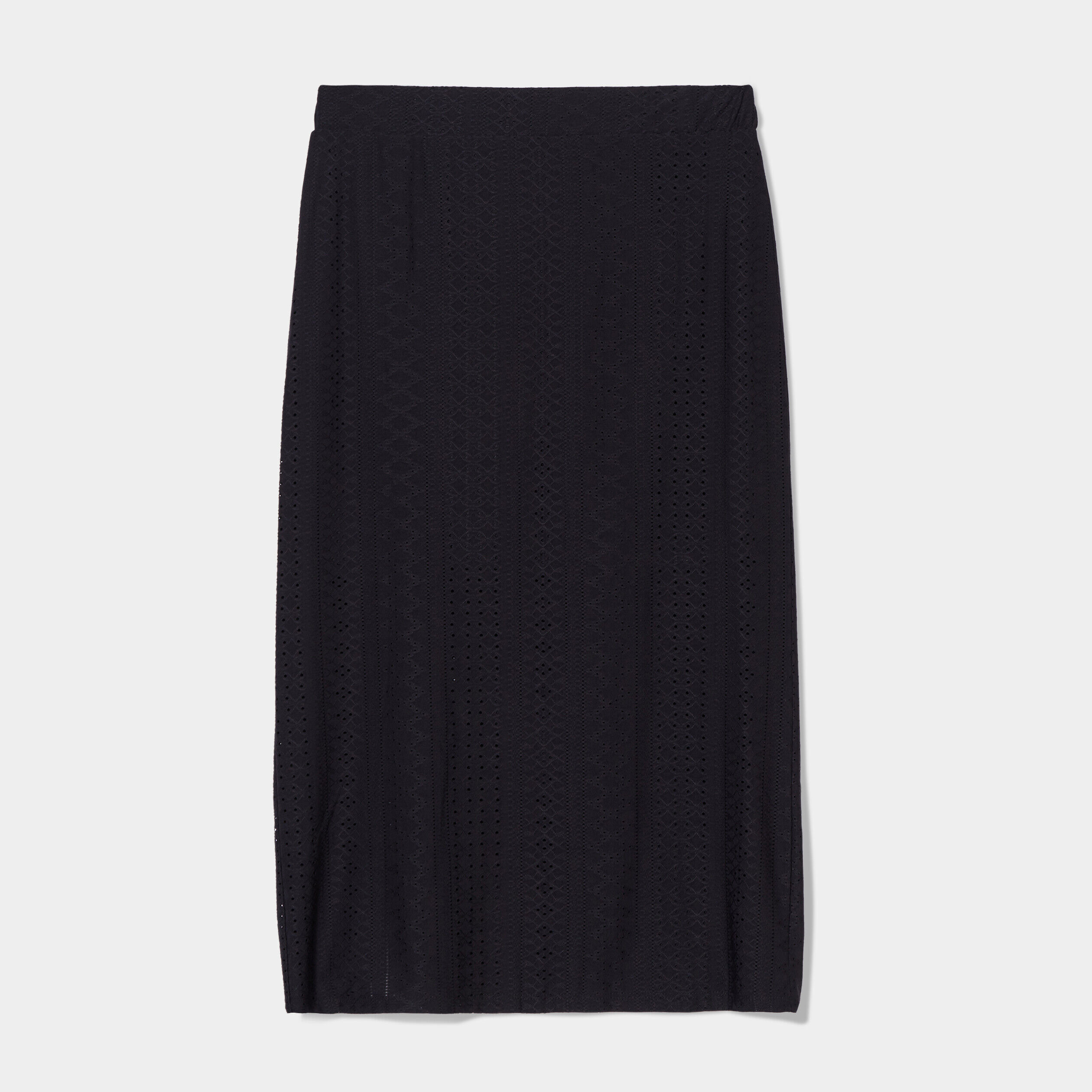 Jupe midi droite ajourée noir femme | Cache Cache