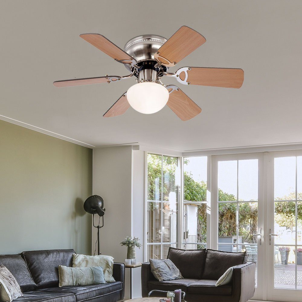 etc-shop Deckenventilator, Deckenventilator mit Beleuchtung und Zugschalter 2 Flügelfarben