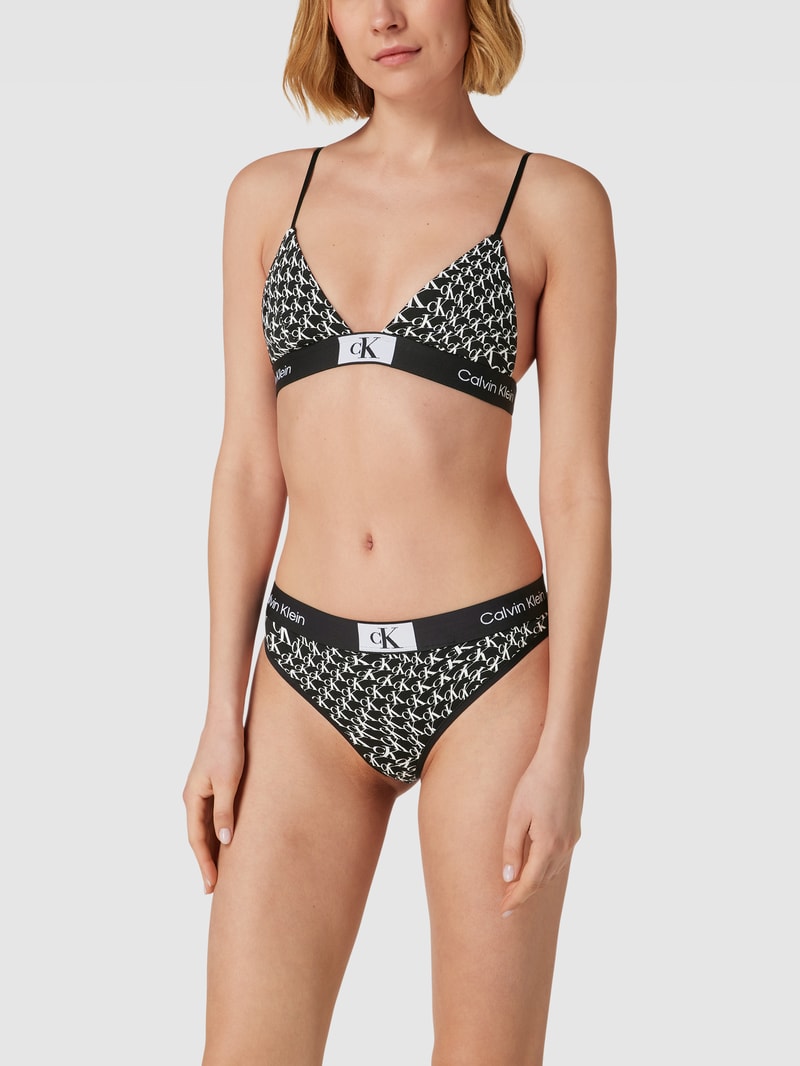 Bralette mit elastischem Logo-Bund in schwarz