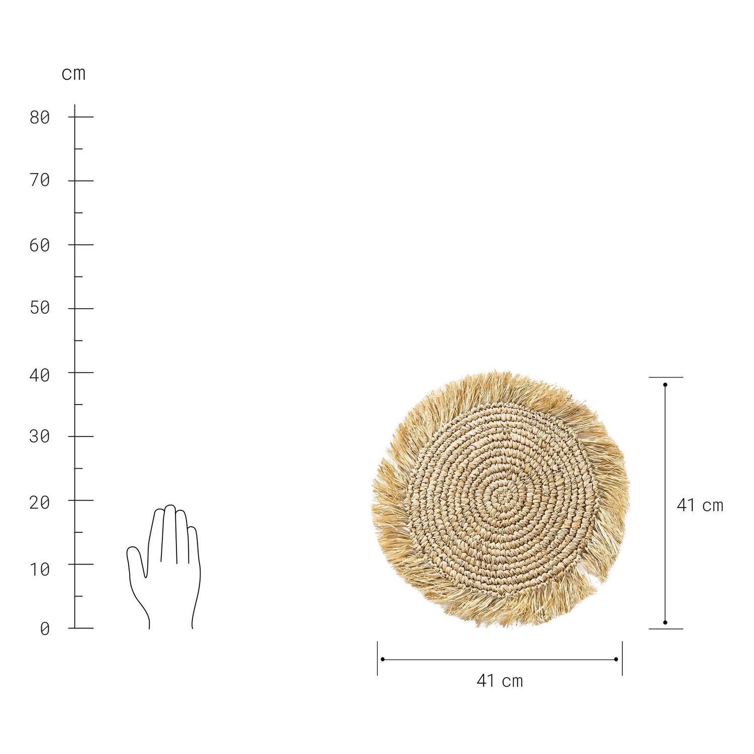 RAFFIA Platzset mit Fransen Ø41cm