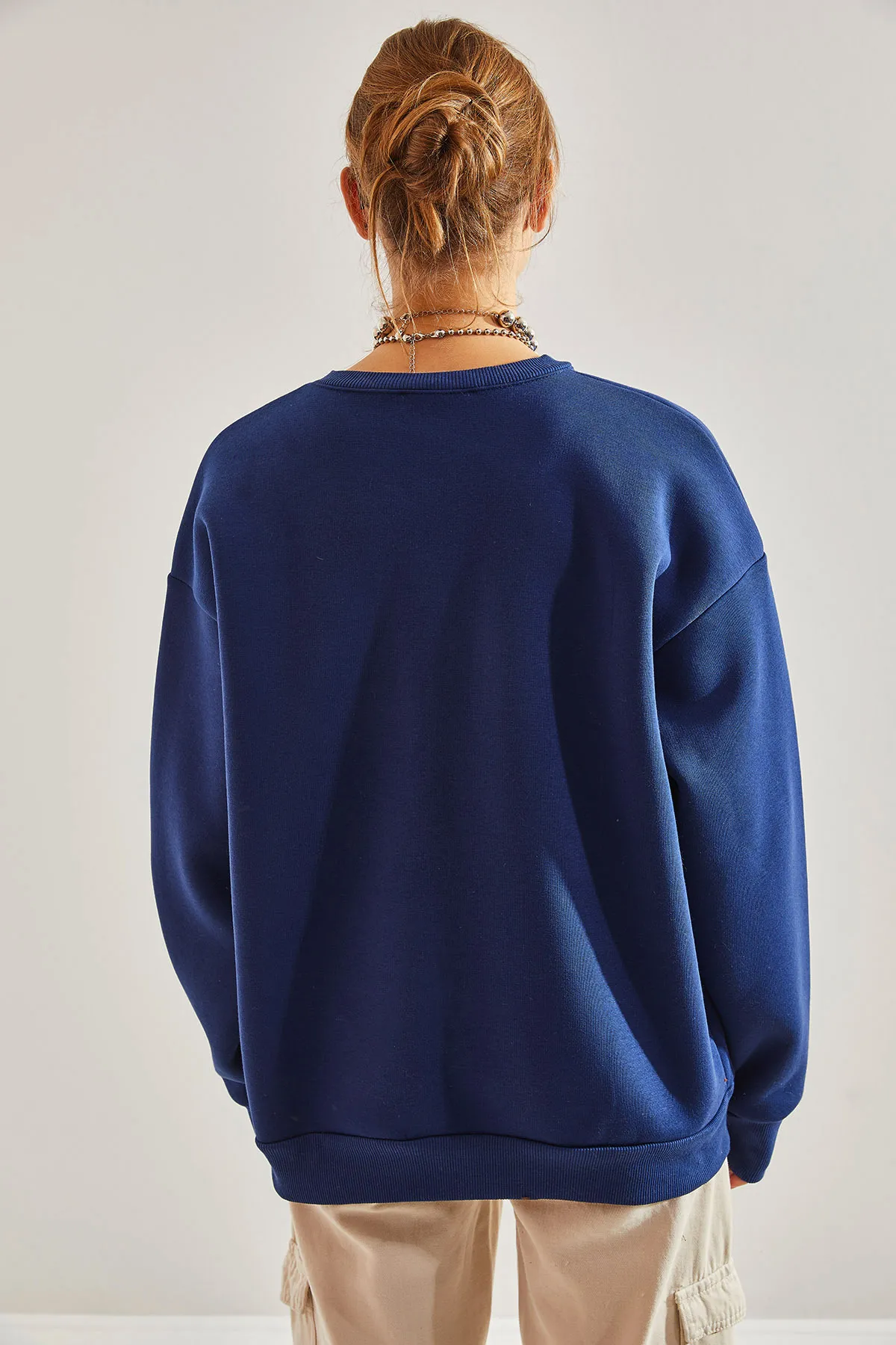 Bianco Lucci  Damen-Sweatshirt mit dreifädigem Raised Heart-Print