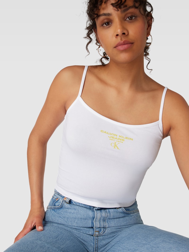 Top mit Label-Print Modell 'STRAPPY' in weiss