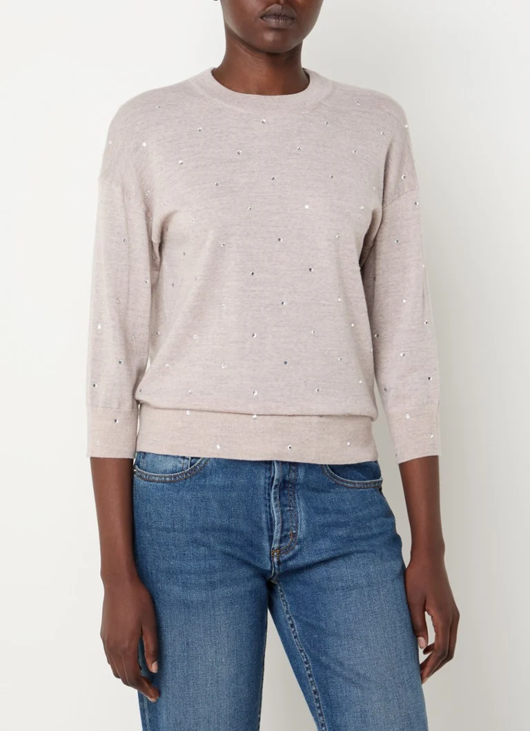 Suéter de malha fina Zadig&Voltaire Kansy feito de lã merino com strass e decote nas costas