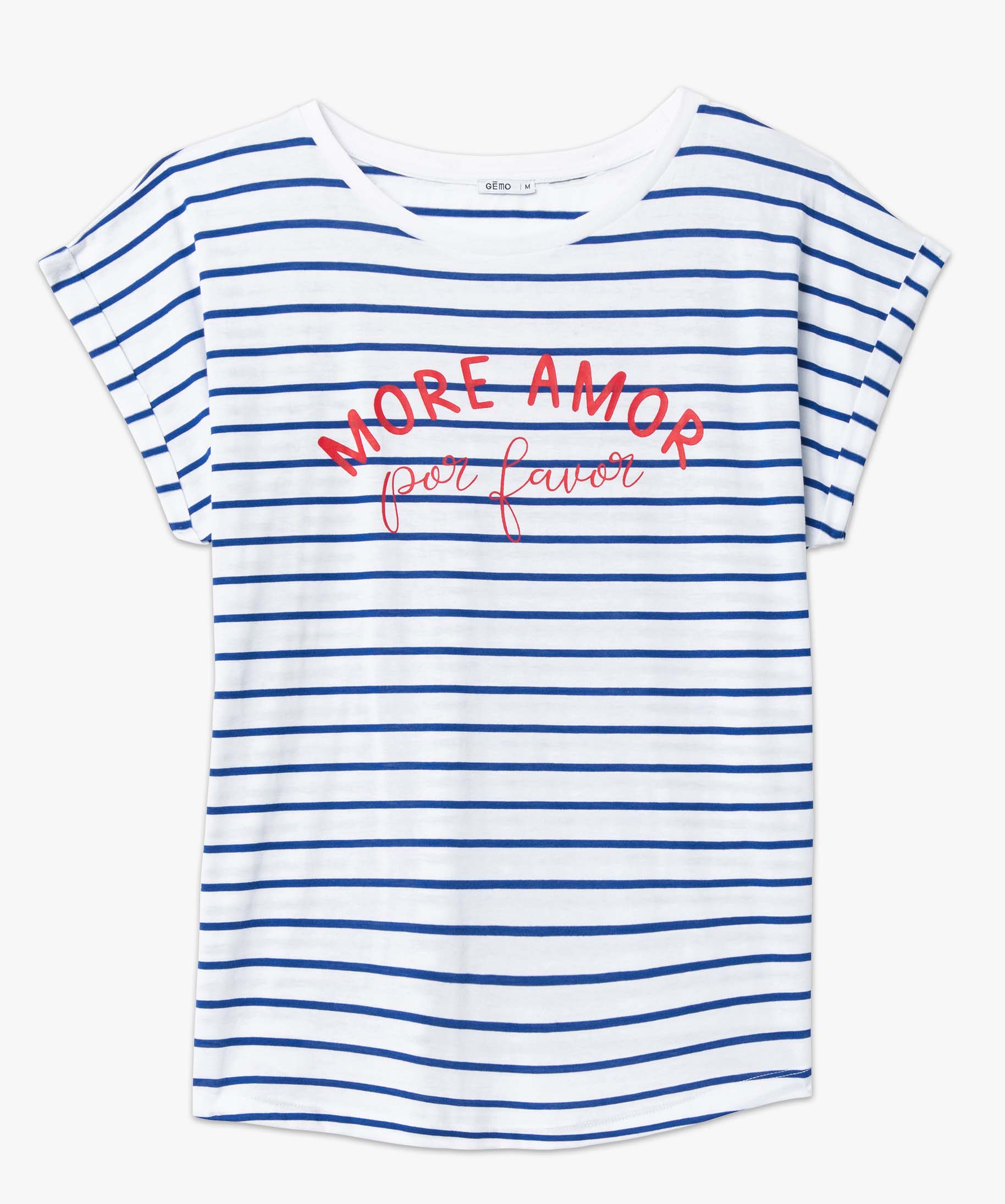 Tee-shirt de grossesse à rayures avec inscription marine | GEMO