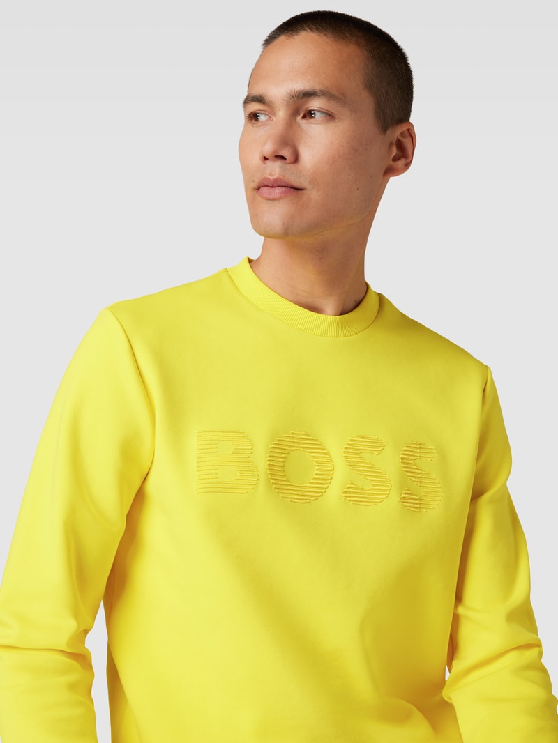 Sweatshirt mit Label-Print Modell 'Salbo' in gelb