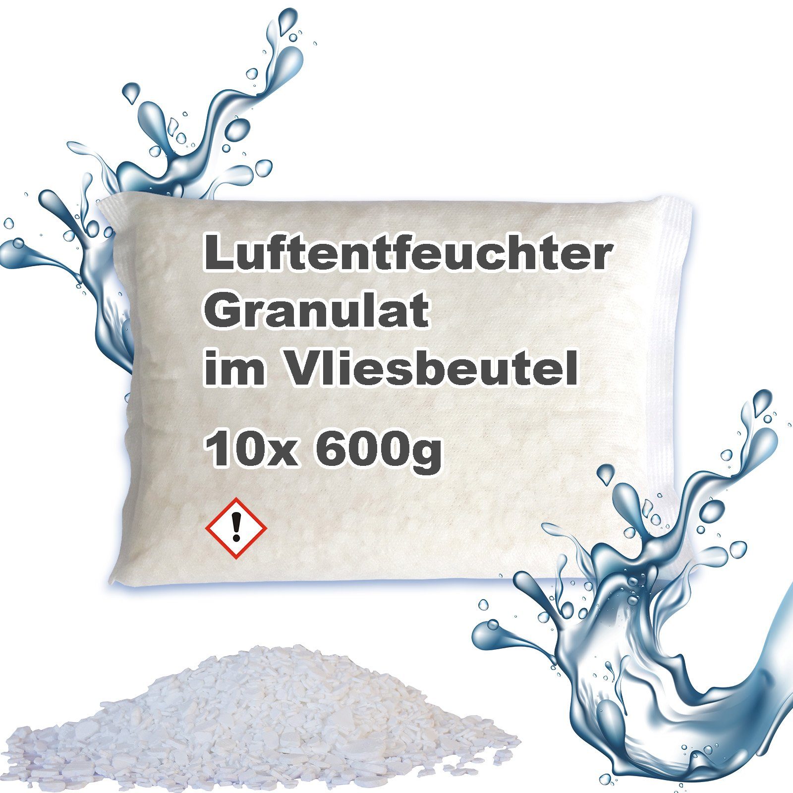 BlueCraft Luftentfeuchter Nachfüllpack 10x 600 g Raum Entfeuchter Granulat im Vliesbeutel, ohne Strom Nachfüller gegen Schimmel Schlafzimmer Wohnung