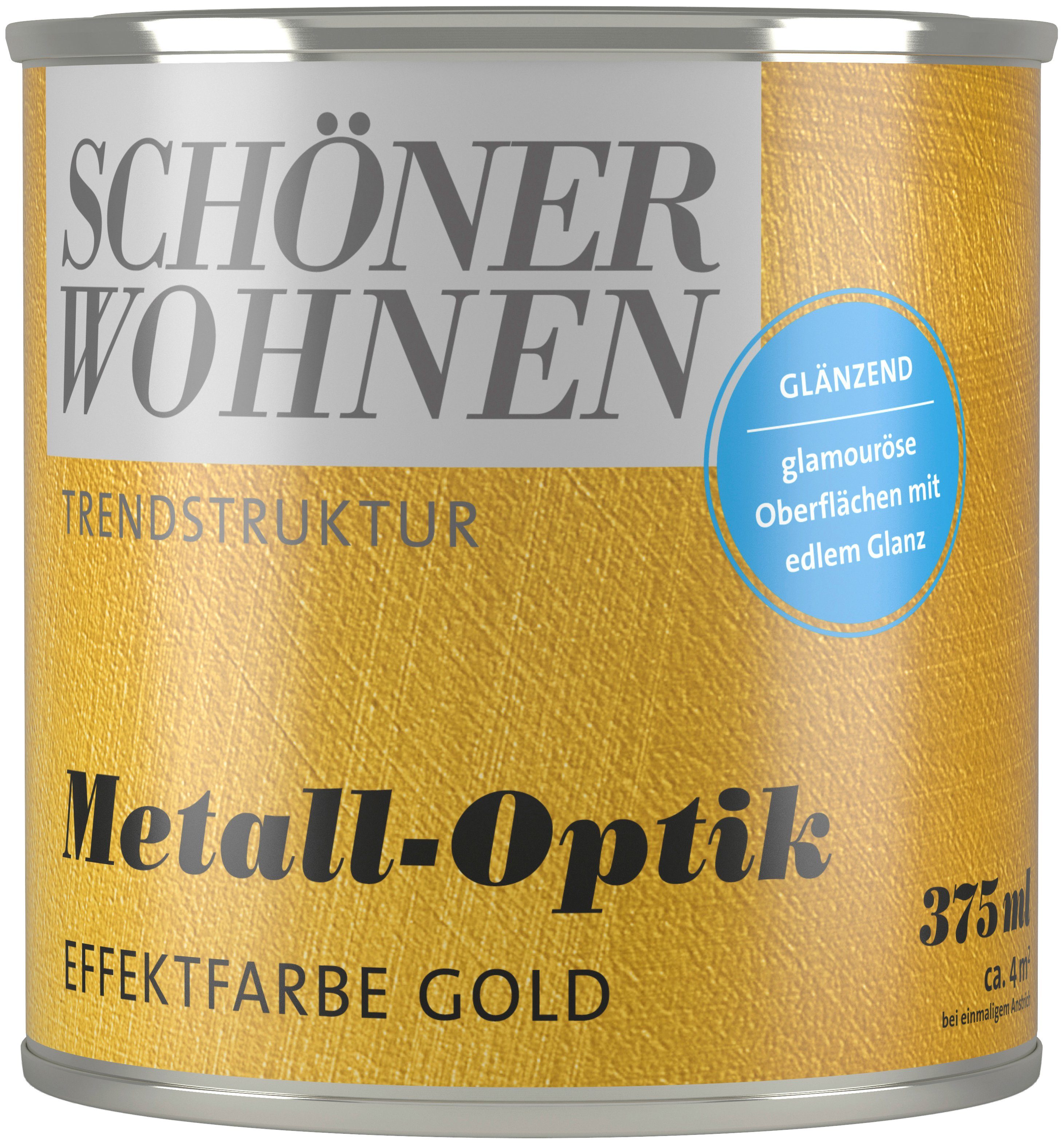 SCHÖNER WOHNEN FARBE Wand- und Deckenfarbe TRENDSTRUKTUR Metall-Optik, 375 ml, glänzende Effektfarbe für metallischen Look