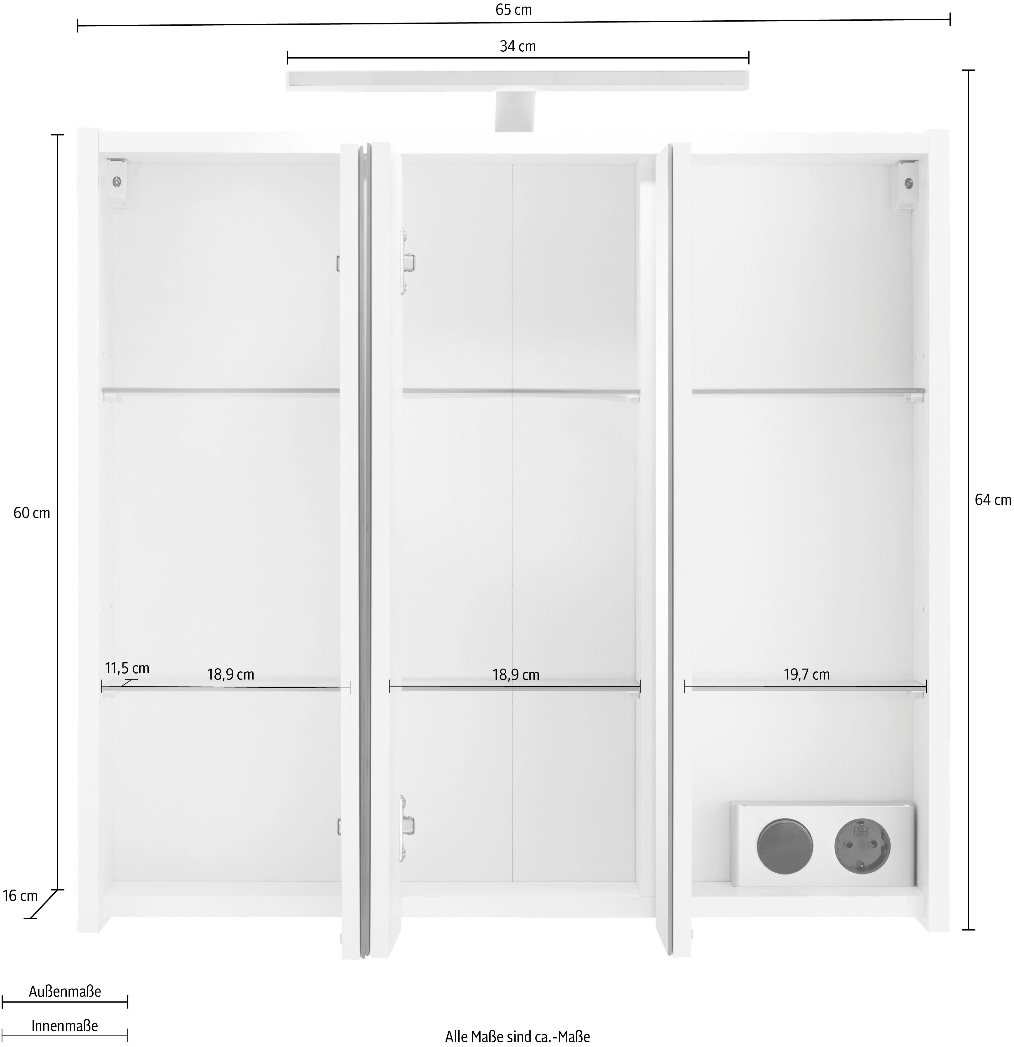 INOSIGN Spiegelschrank List Breite 65 cm