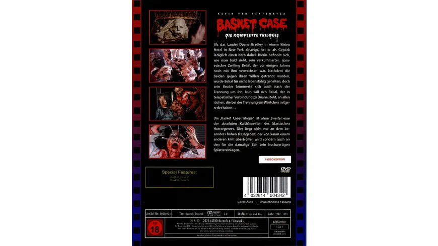 Basket Case 1-3 / 3 Filme auf 1 DVD / Rote DVD Box - Astro Design
