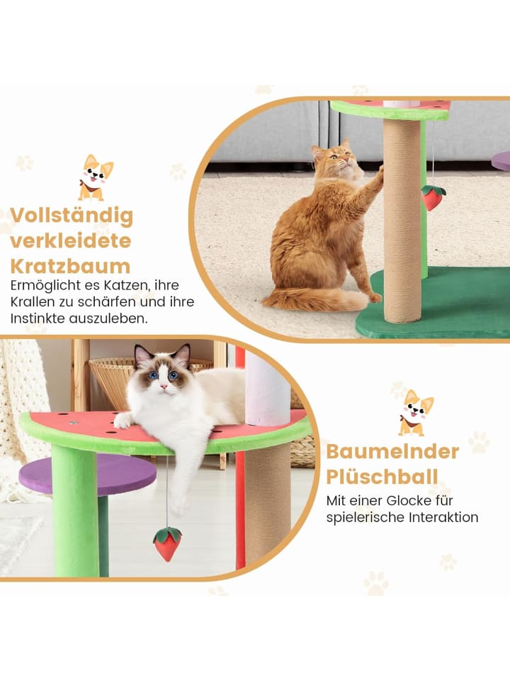 COSTWAY Kratzbaum Klein mit Obstmotiven in Bunt günstig kaufen onesize