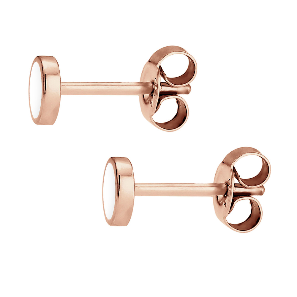 Elli Elli Boucles d'Oreilles Femmes Clous d'oreilles Cercle Géo avec Émail Blanc en Ar Boucles d'oreilles