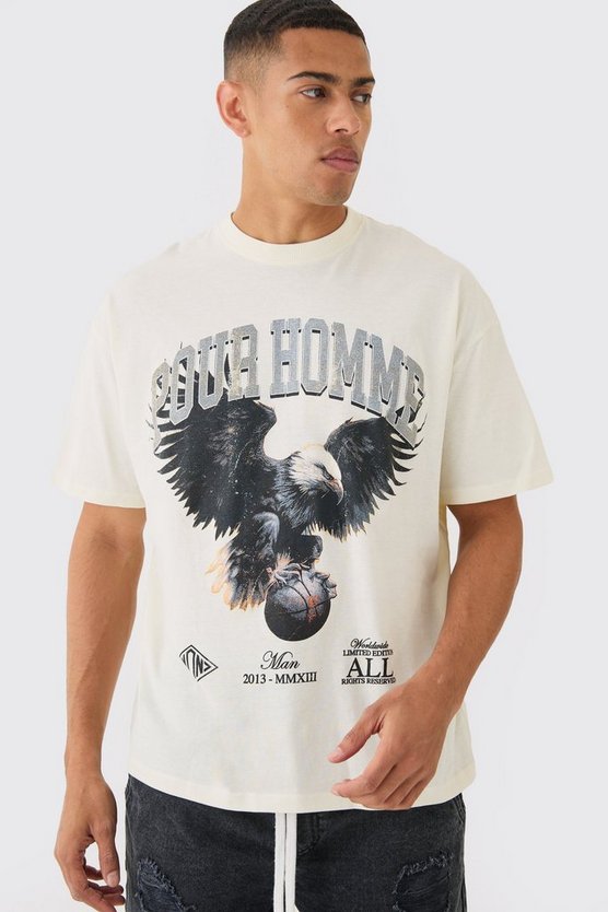 Oversize T-Shirt mit Adler-Print