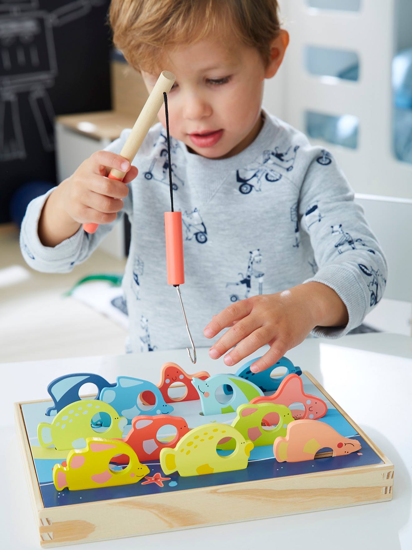 Vertbaudet 3D-Angelspiel für Kinder, Holz FSC - mehrfarbig