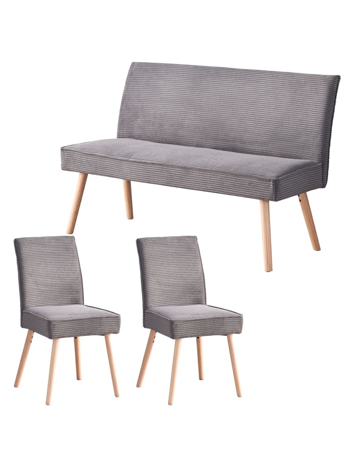 B&D Home 3-tlg. Set: Sitzgruppe Paulo in Anthrazit günstig kaufen onesize