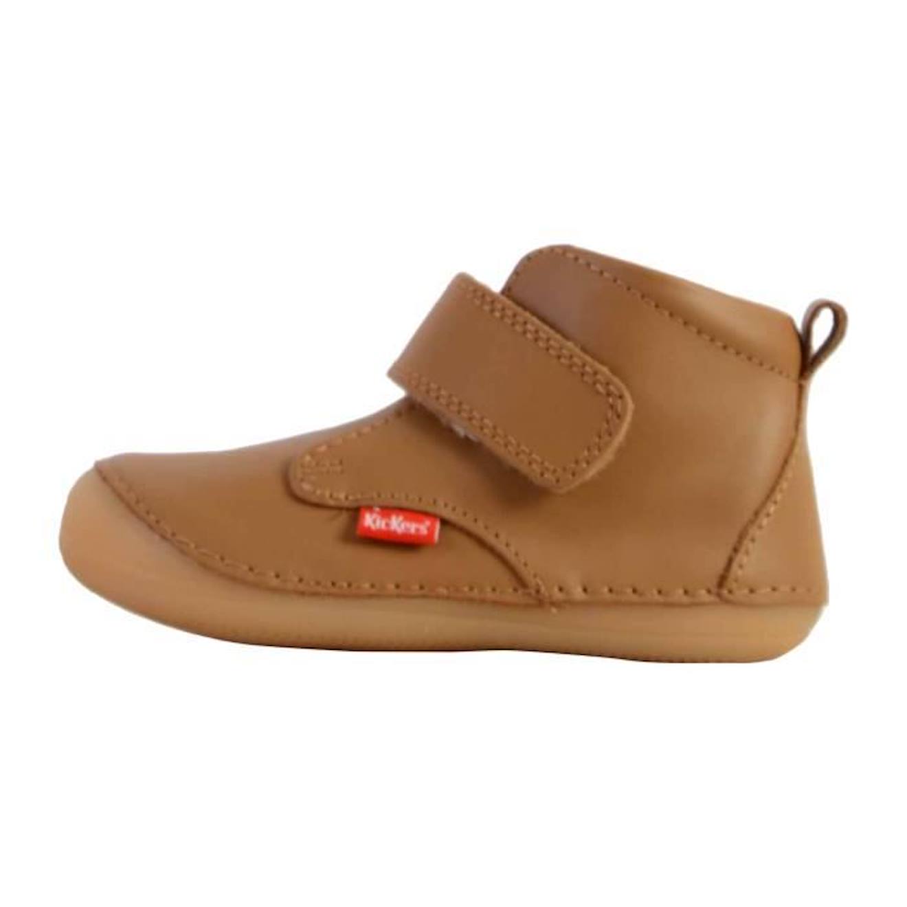 Basket Scratch Cuir Enfant Kickers Sabio marron