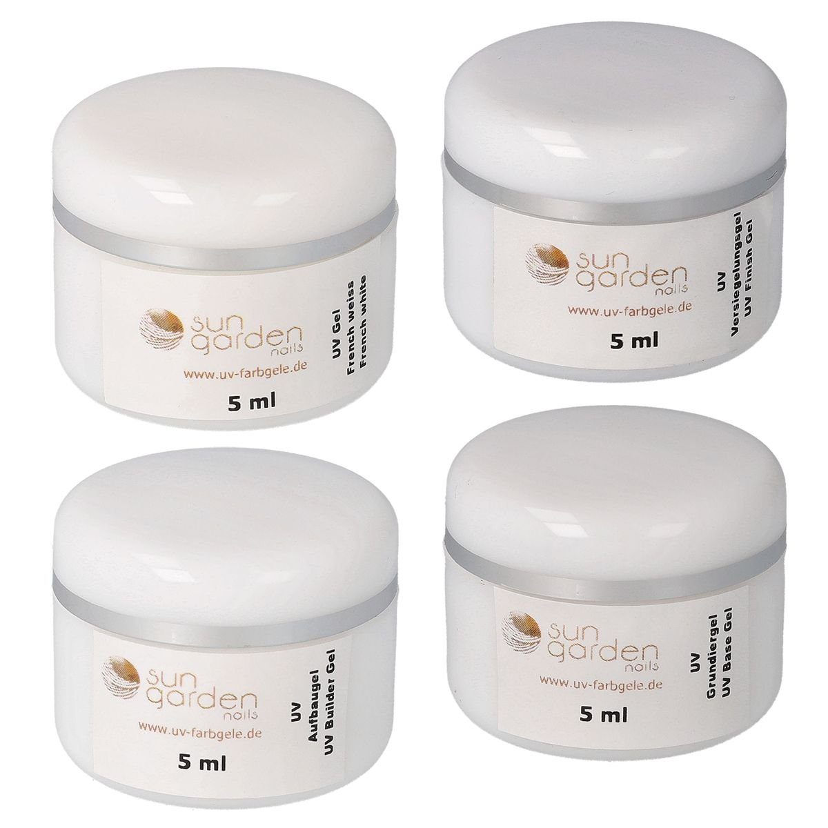 Sun Garden Nails UV-Gel 4 x 5 ml UV Classic Gel Set - Grundiergel + Aufbaugel + French Gel + V