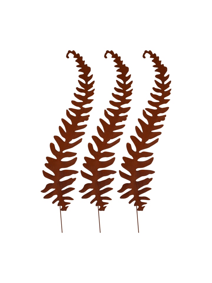 UNUS 3er Set Gartenstecker Rost Farn in Braun günstig kaufen onesize