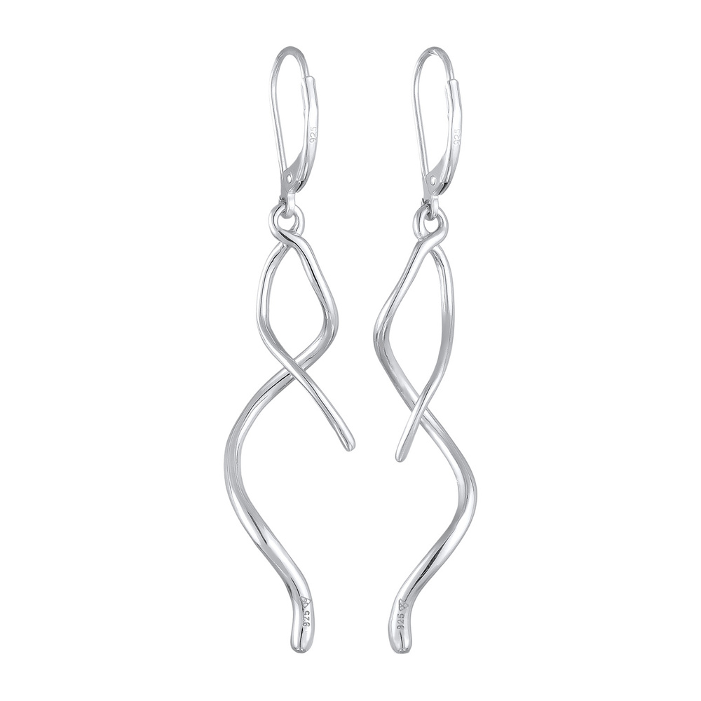 Elli Elli Boucles d'Oreilles Femmes Pendentif d'oreilles Spirale Vague Torsadée en arg Boucles d'oreilles