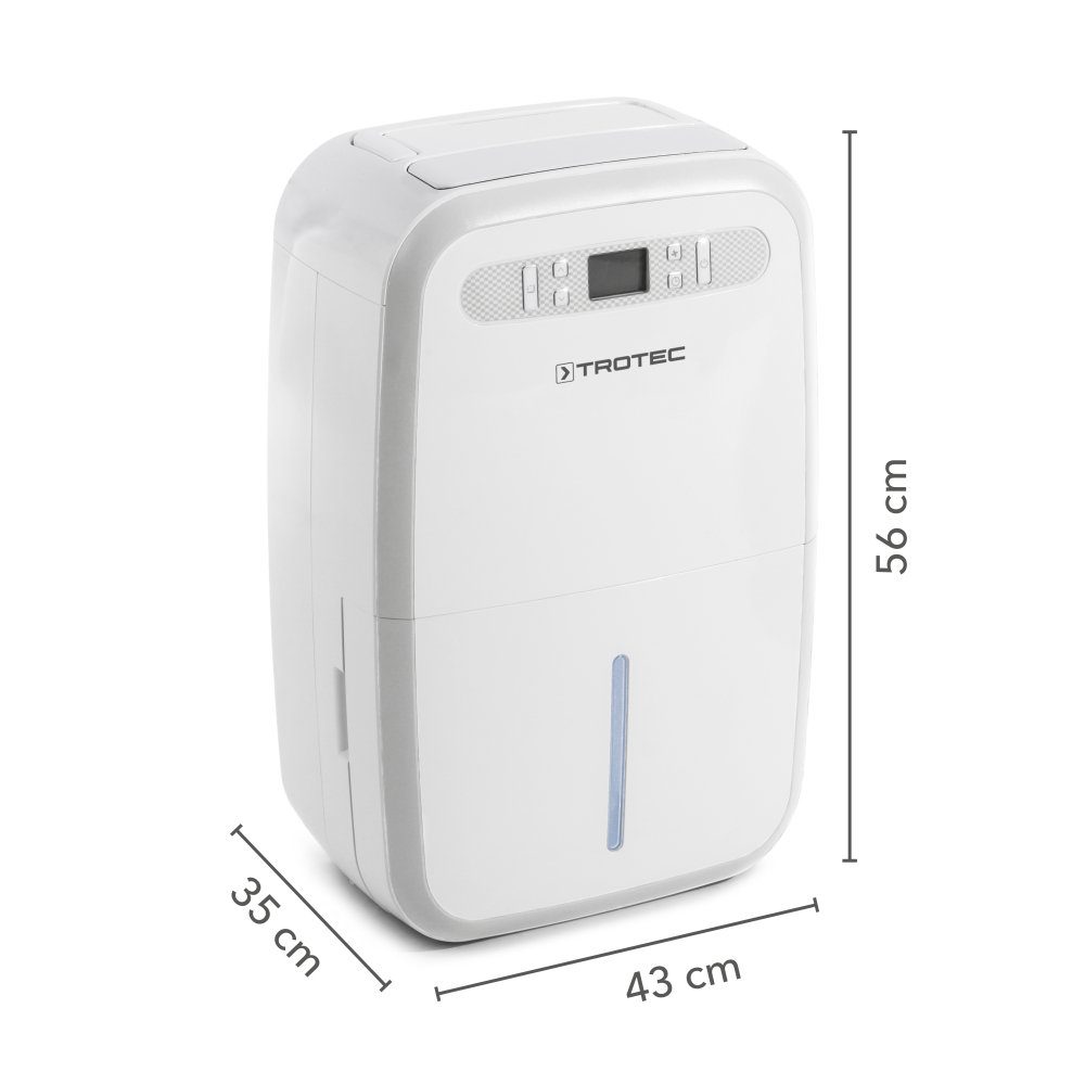 TROTEC Luftentfeuchter TTK 95 E, für 230 m³ Räume, Entfeuchtung 30,00 l/Tag, Tank 5,30 l, Entfeuchtungsautomatik mit Zielwertvorwahl zwischen 30 und 90 % r.F.