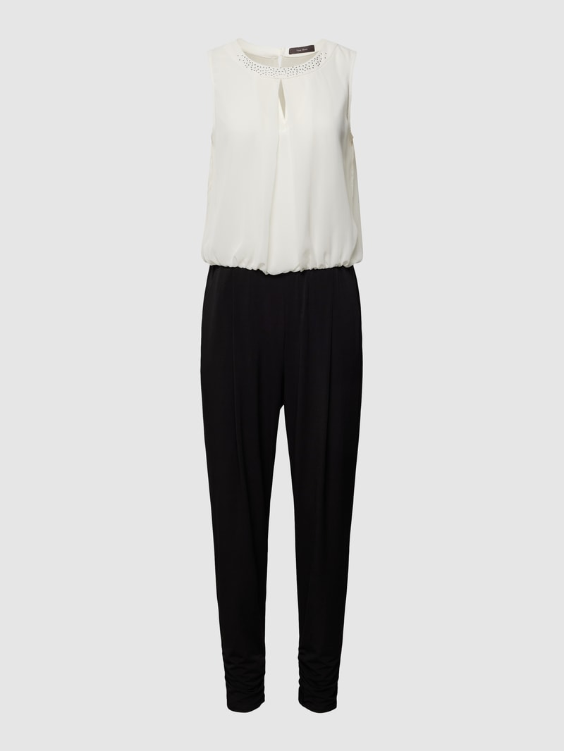 Jumpsuit mit Strasssteinbesatz in schwarz