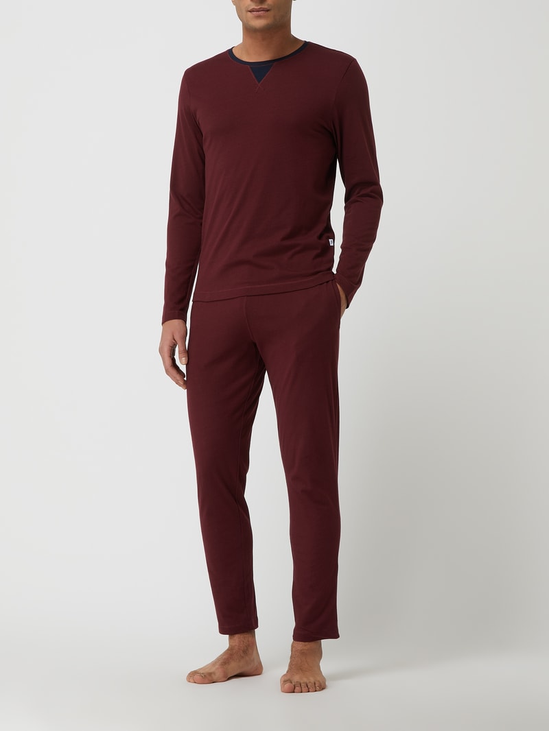 Pyjama aus Baumwolle in bordeaux rot