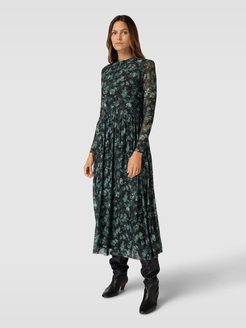 Maxikleid aus Mesh mit floralem Muster in bottle