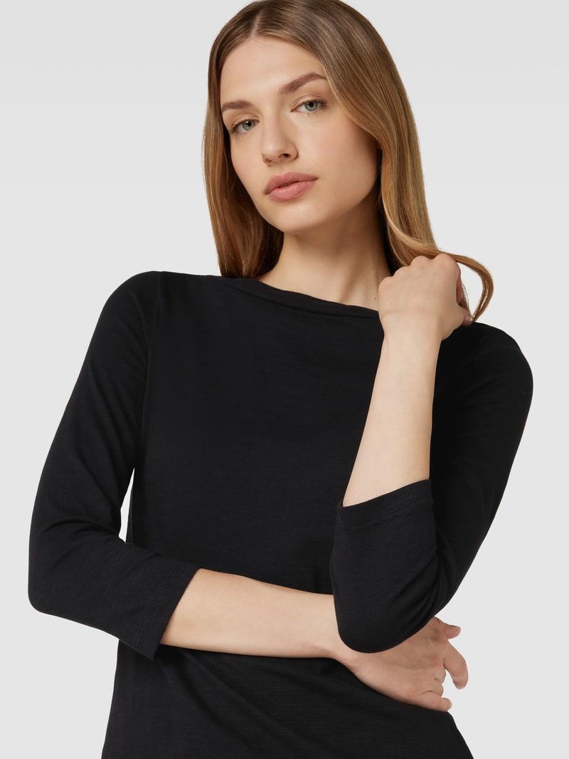 Longsleeve mit U-Boot-Ausschnitt in schwarz