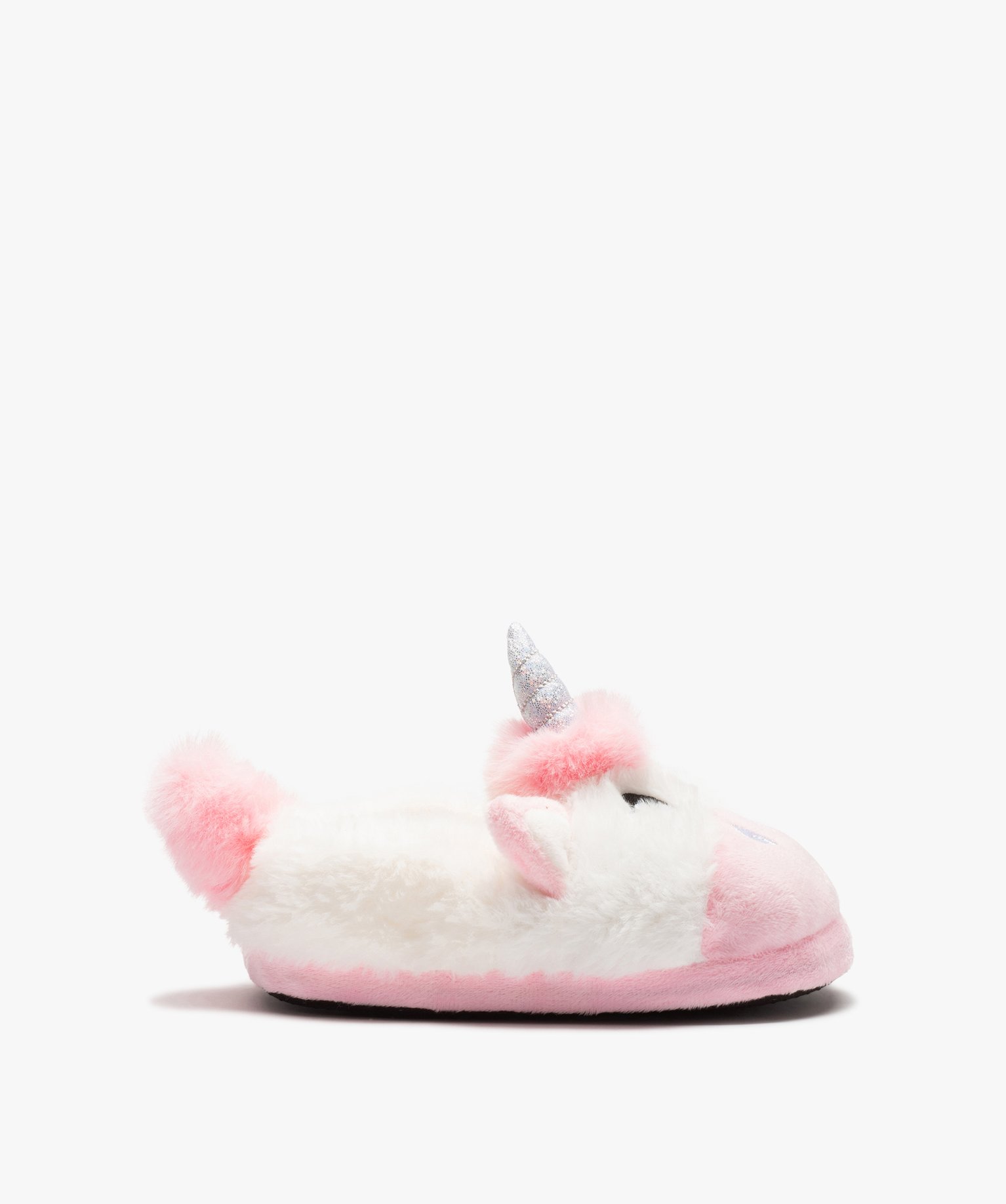 Chaussons fille 3D licorne en textile peluche blanc | GEMO