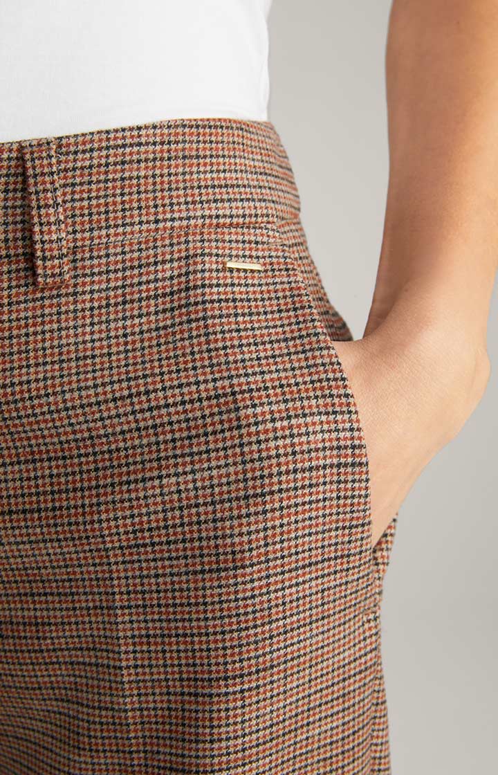 Marlene-Hose in orange/ schwarz/ beige kariert