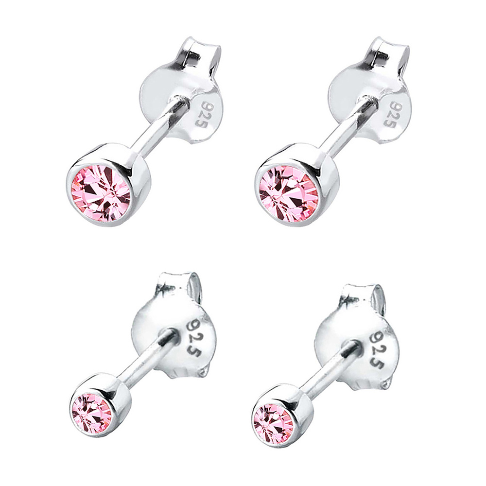 Elli Elli Boucles d'Oreilles Femmes clous d'oreilles Basique set de 2 avec cristal en  Boucles d'oreilles