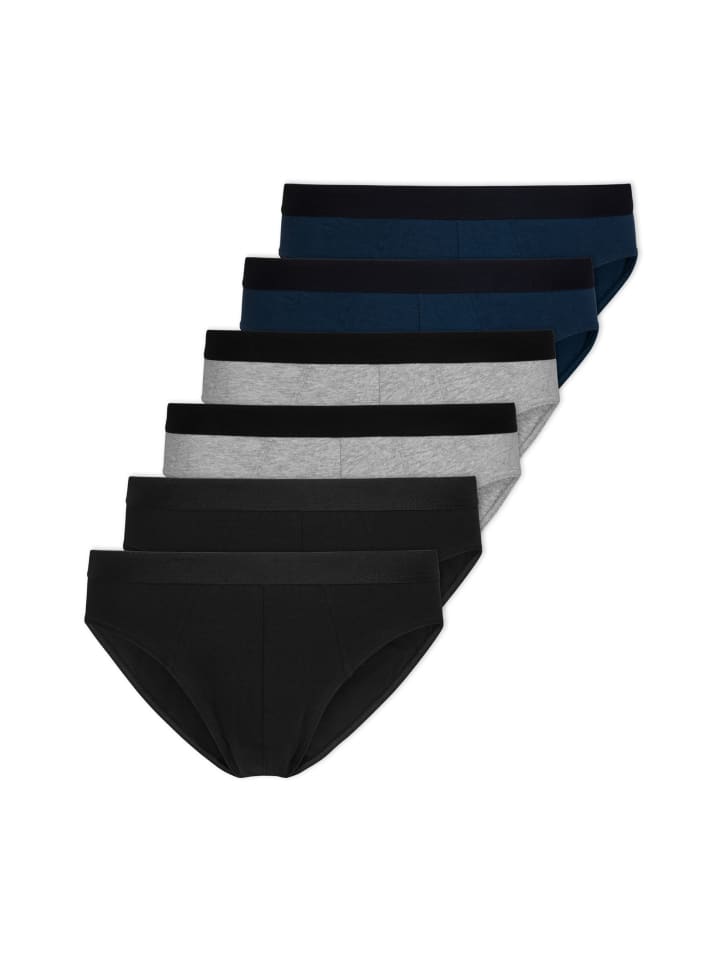 SNOCKS Herrenslips aus Bio-Baumwolle 6 Stück in Mix (Schwarz/Grau/Blau) günstig kaufen M