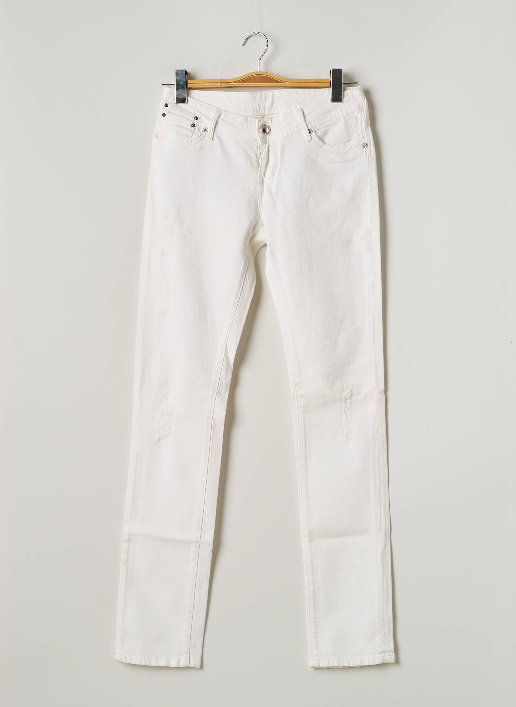 Teddy Smith Jeans Coupe Slim Femme couleur blanc