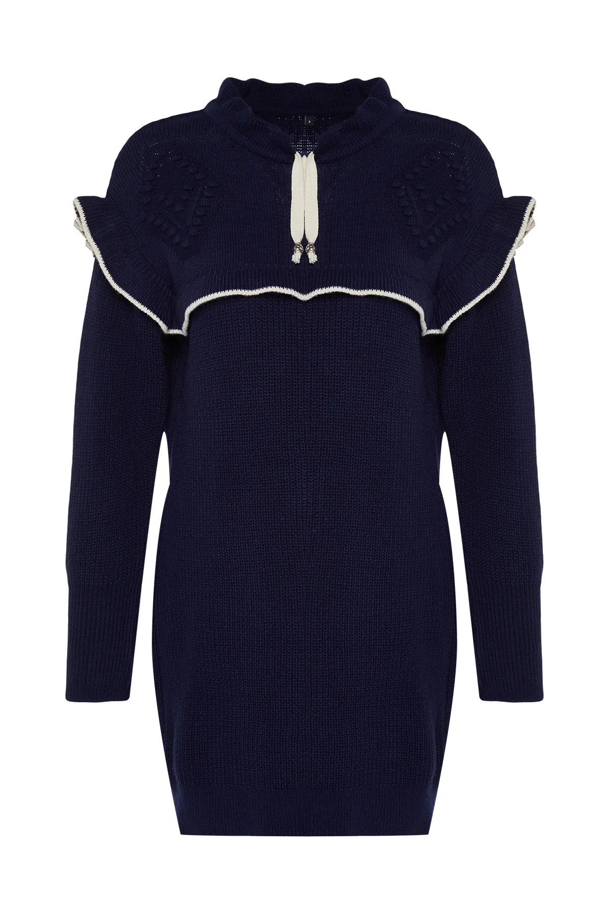 Trendyol Modest  Marineblauer, cremefarbener Strickpullover mit Paspelierung TCTAW24AK00171