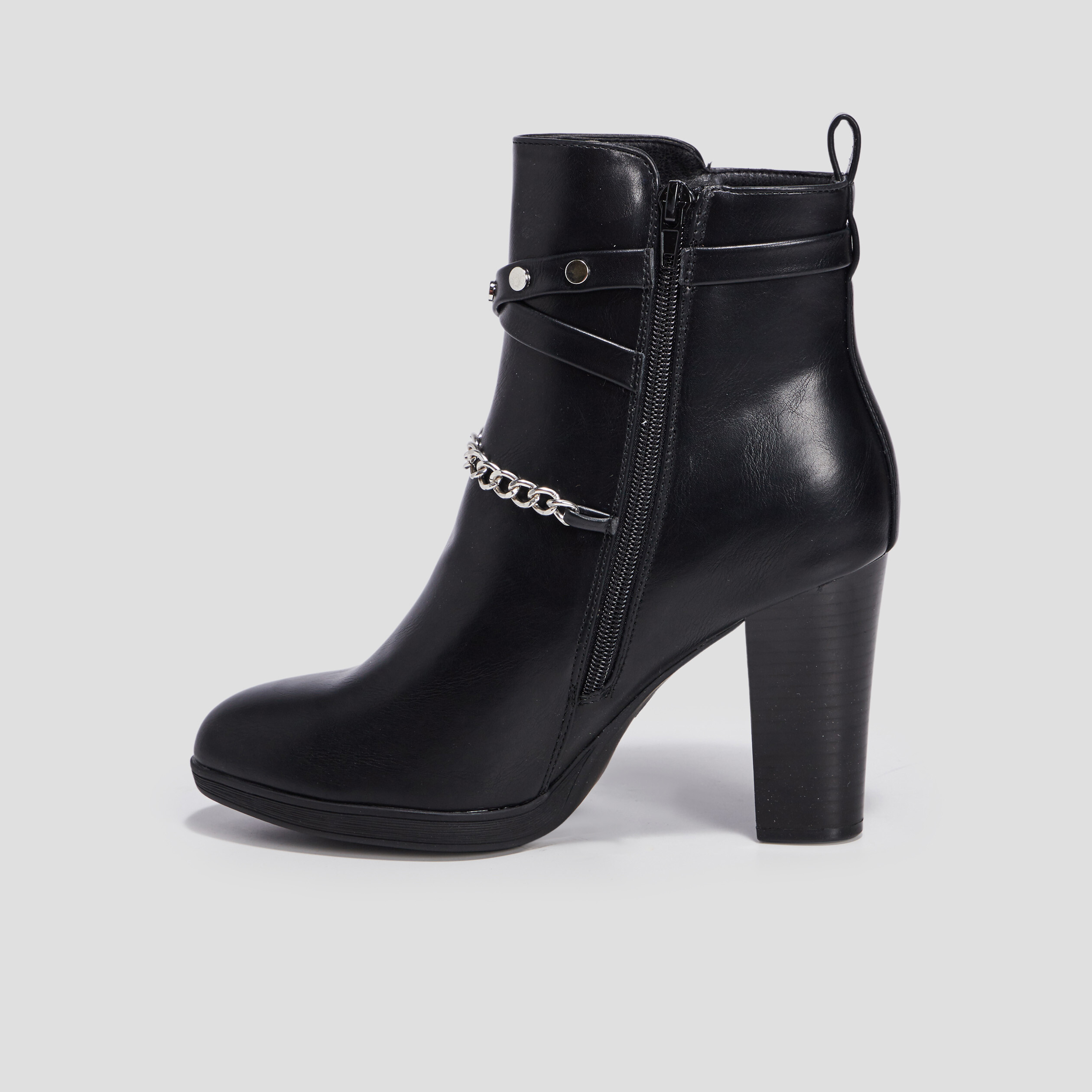 Bottines à talons avec chaînes noir femme | La Halle