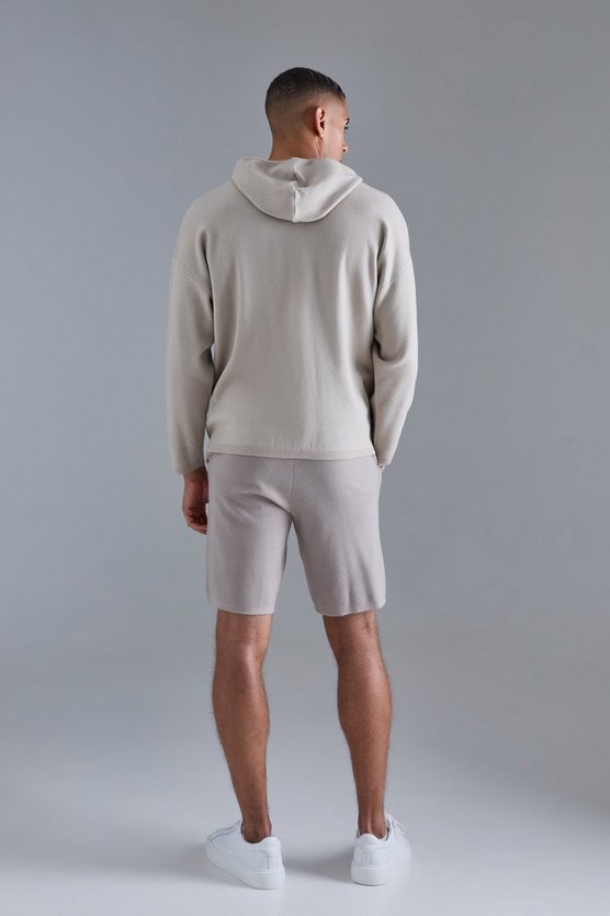 Gestrickter Hoodie mit doppeltem Reißverschluss