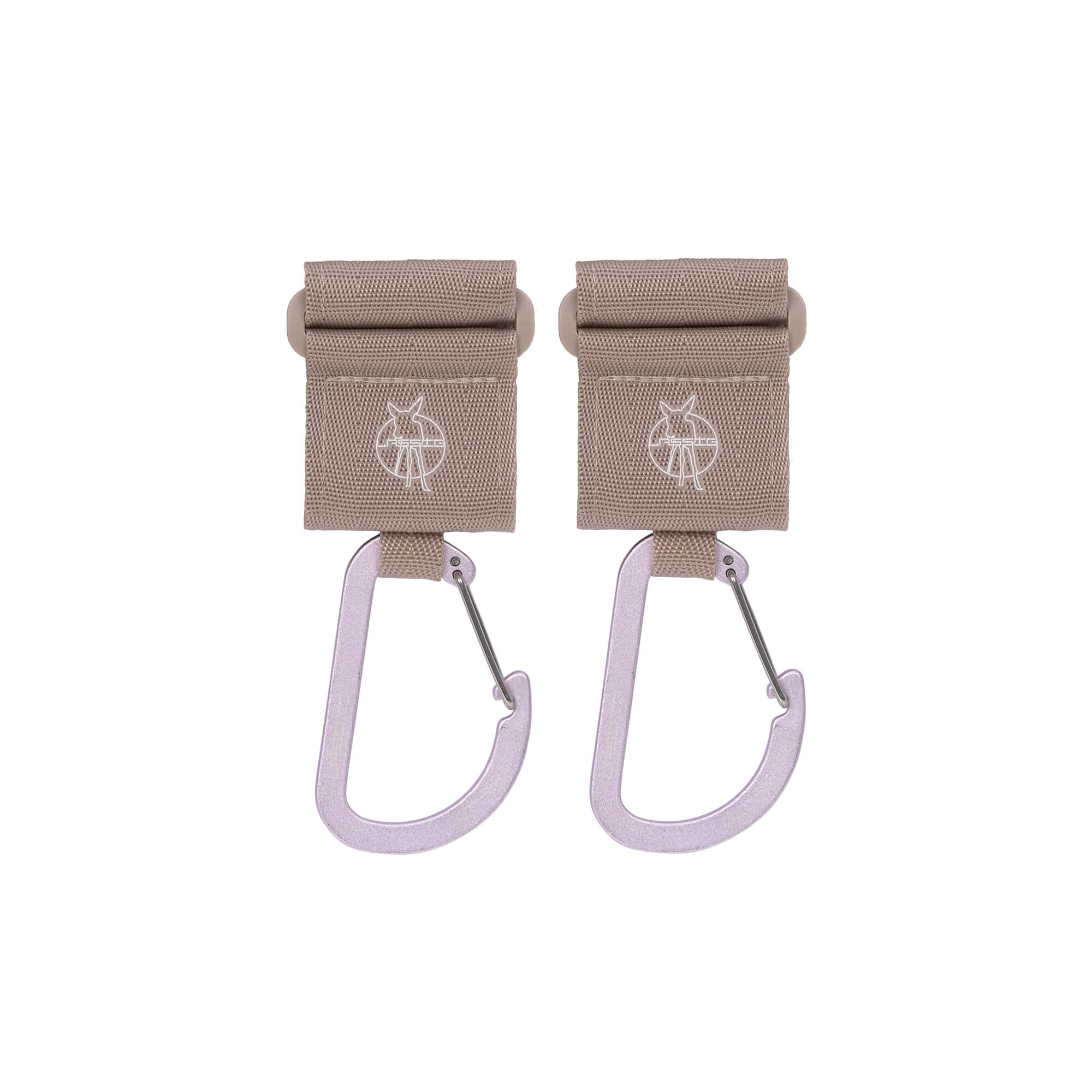 Kinderwagenhaken 2er Set - Karabiner, Beige
