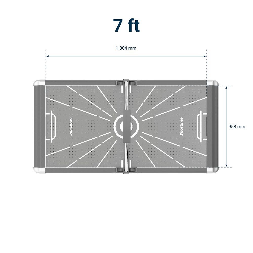 Sportime Air-Hockeytisch 7/8ft Airhockey-Tisch Blue Thunder, Absolut einzigartig: Spielfeld mattblau, Seiten Carbonoptik