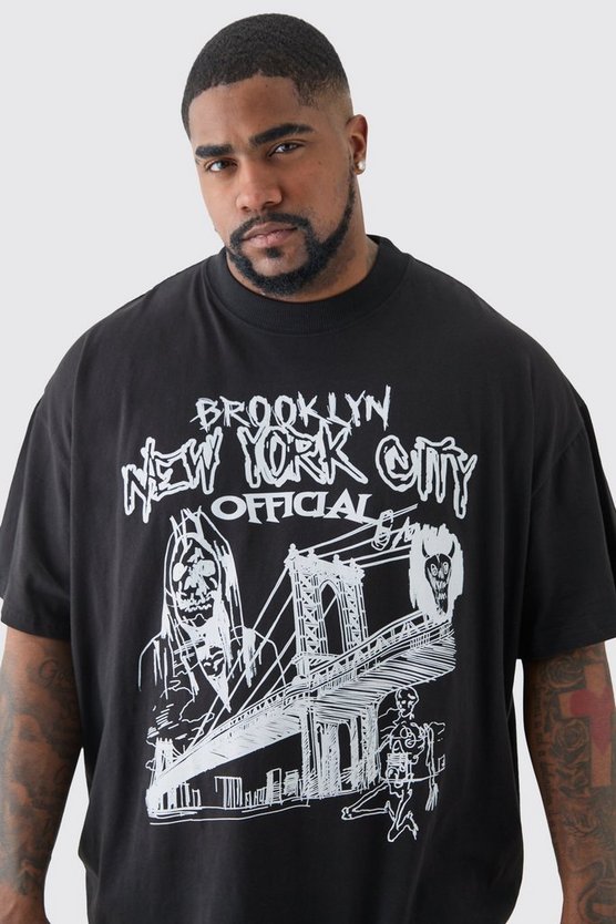 Plus Oversize T-Shirt mit Official City Print