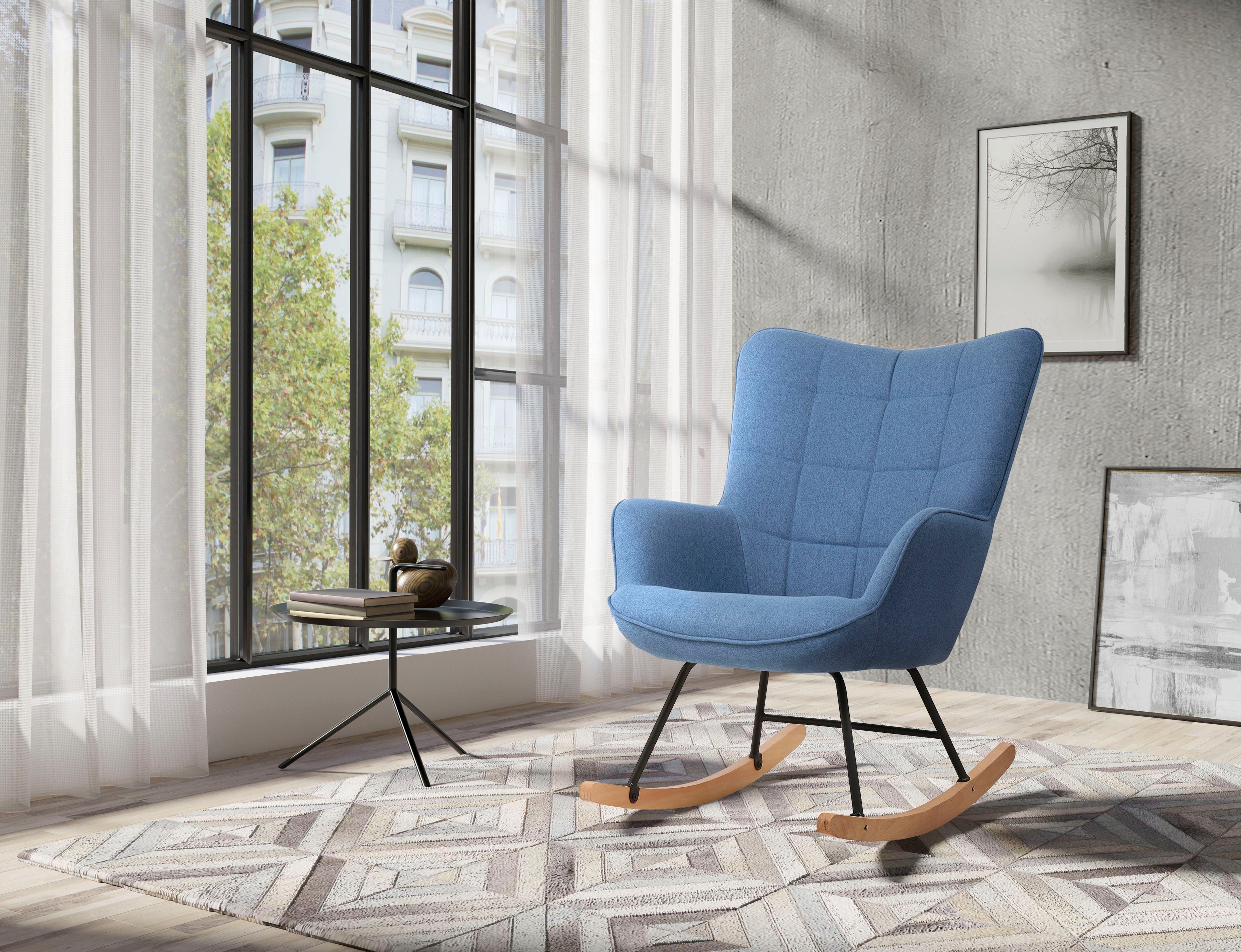 byLIVING Schaukelstuhl Richie (1 St), moderne Metallbeine mit Holzkufe, in Webstoff oder Cord erhältlich