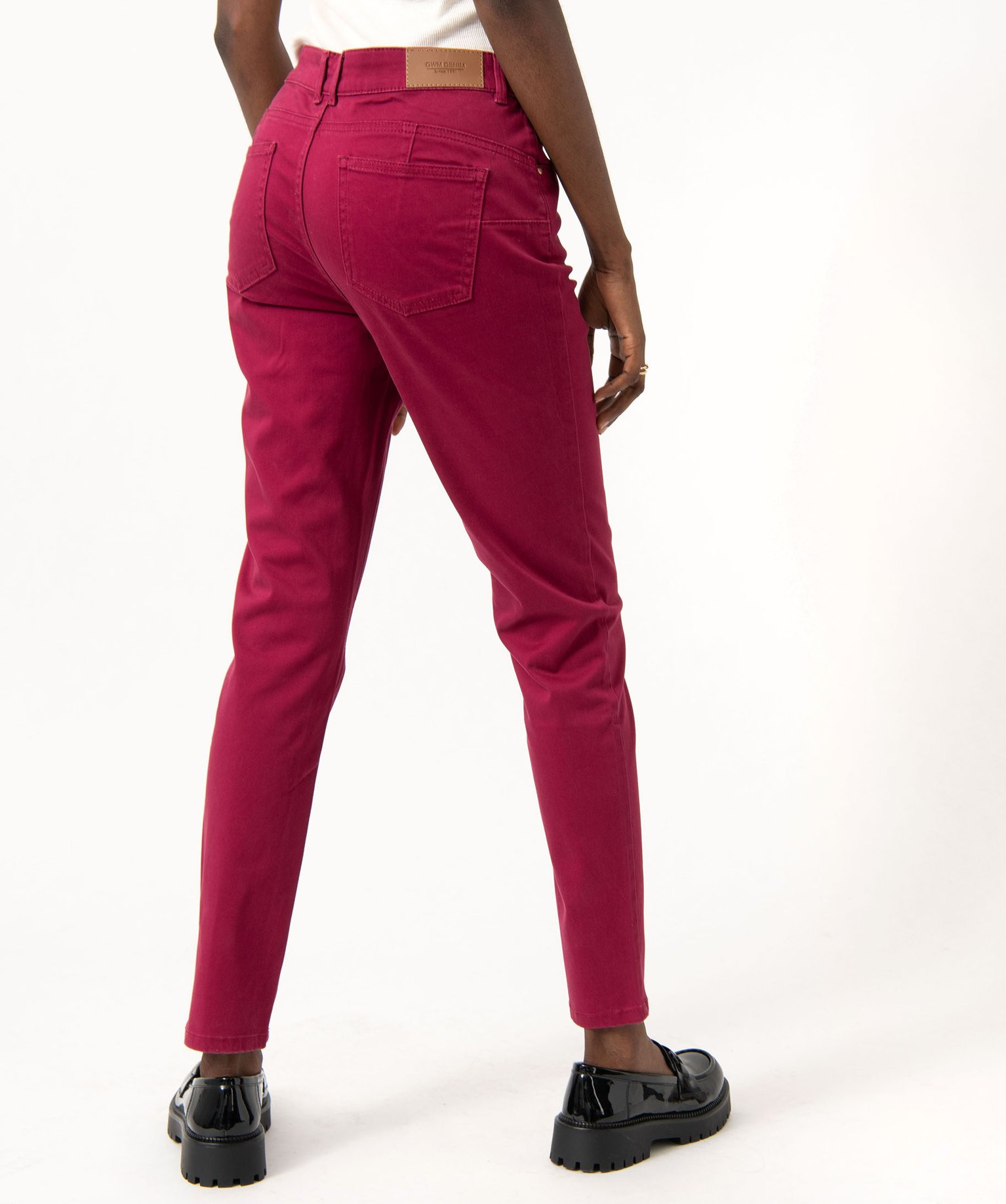 Pantalon en toile coupe slim push-up femme rose | GEMO