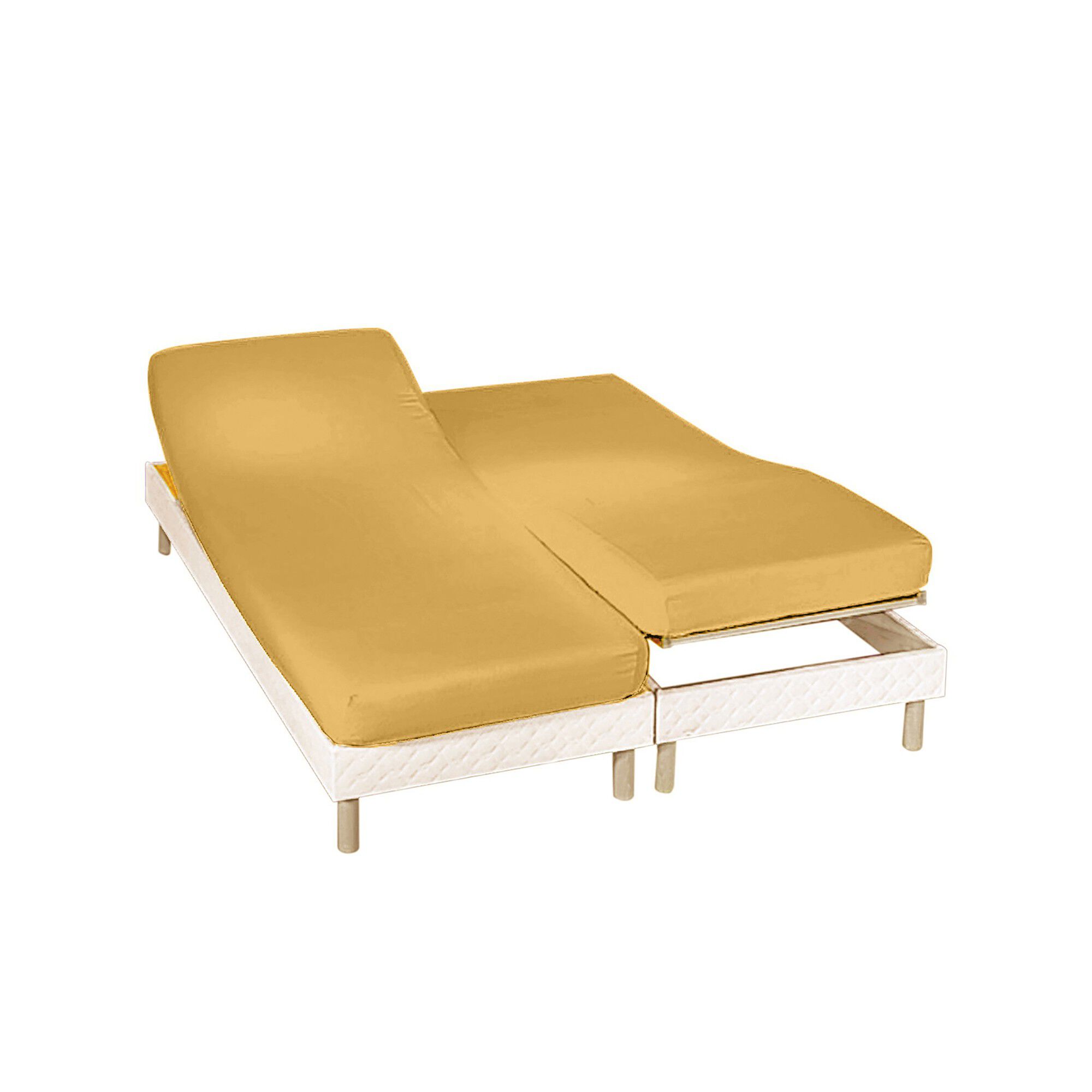 Drap-housse uni sommier articulé coton